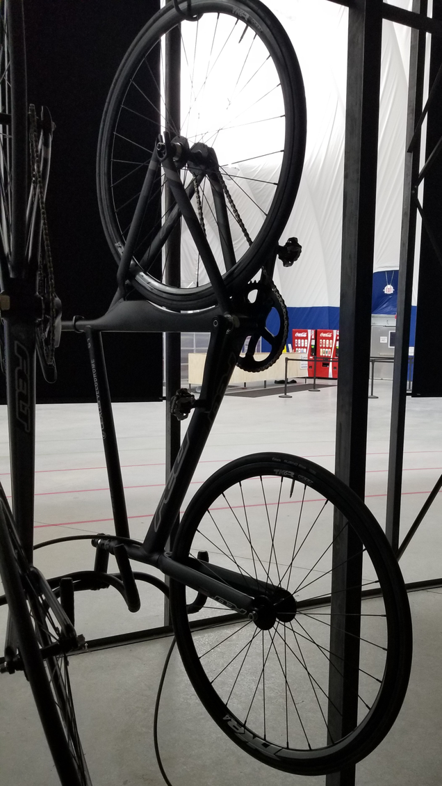 This particular bike is a Felt TK3, though a slightly different color than the current MY. MSRP is $999, but you don’t need to spend that much on a track bike if you’re just starting out.